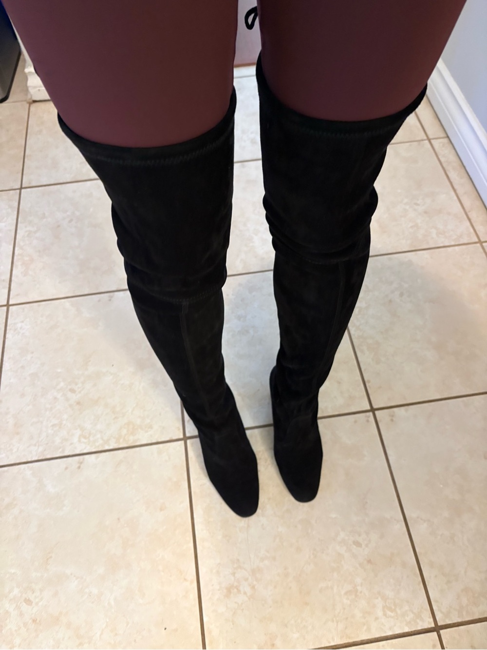 Stuart Weitzman Black Over-the-Knee Suede Christie Boots